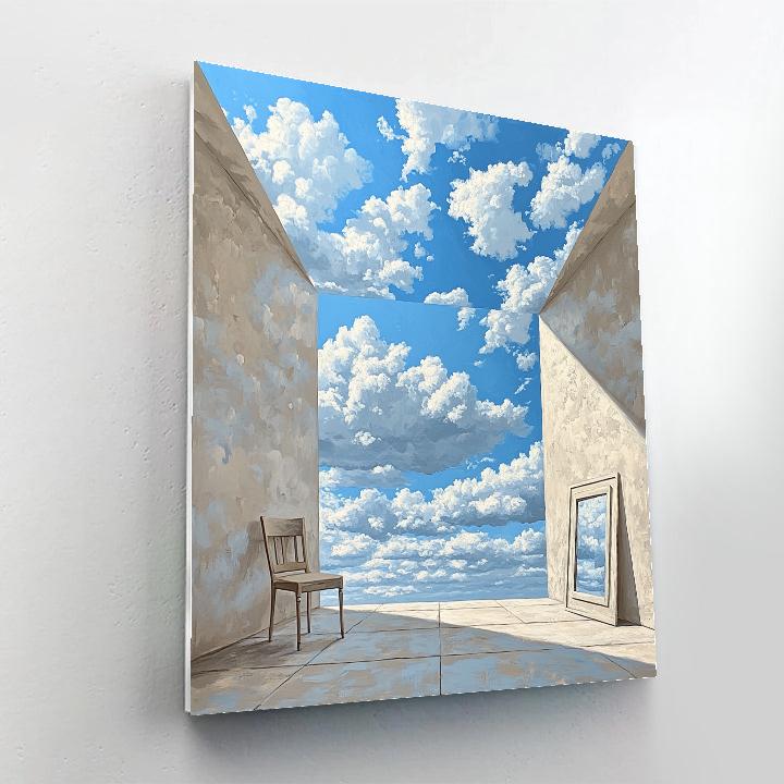 René Magritte Inspired Cloud Filled Room DIY paint by numbers