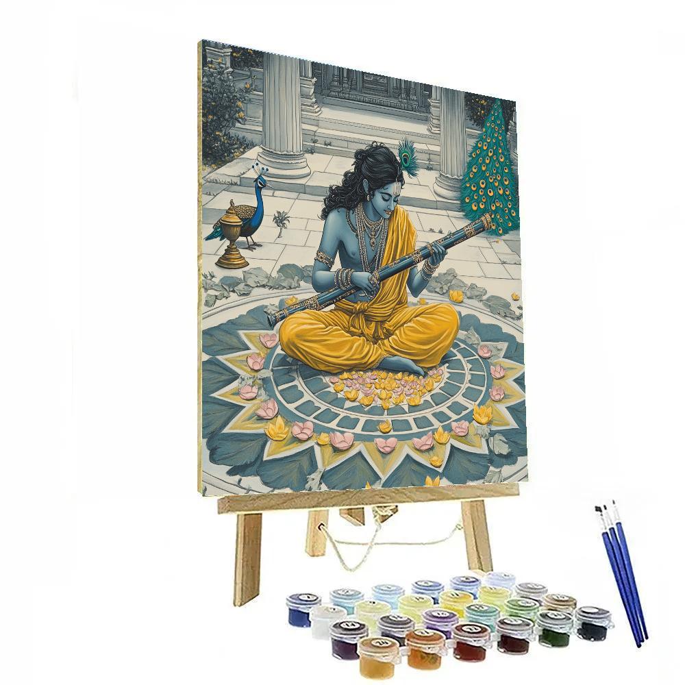 Krishna Painting Rangoli With Lotus Petals Numbered painting kits