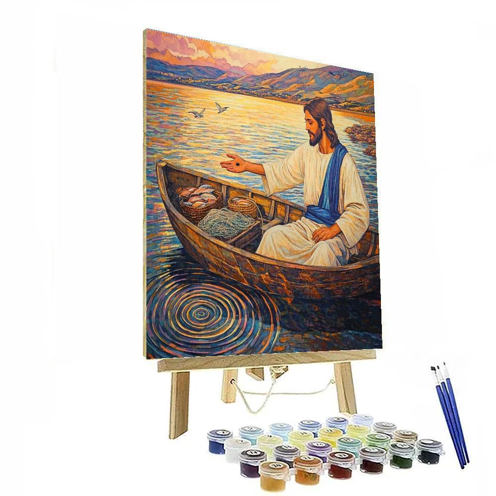 Sea Of Galilee Sunrise, Jesus Calm paint by number