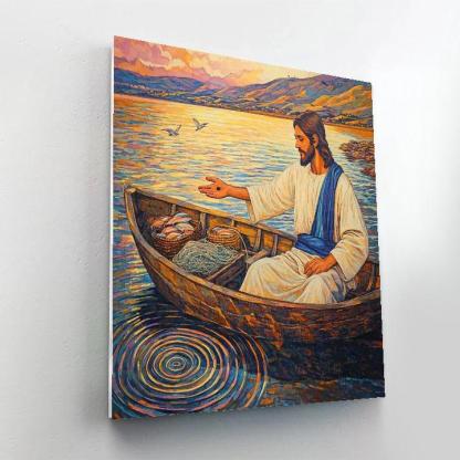 Sea Of Galilee Sunrise, Jesus Calm paint by number