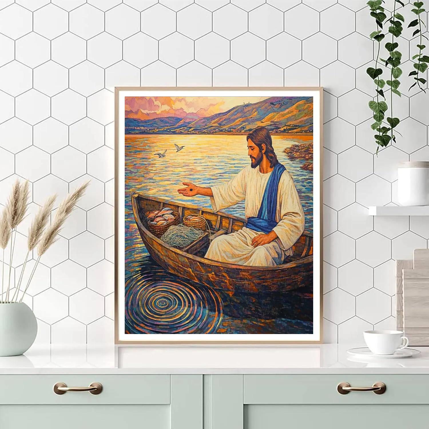 Sea Of Galilee Sunrise, Jesus Calm paint by number