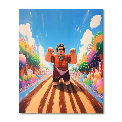 Wreck It Ralph Candy Speedway Race Disney Inspired paint by numbers