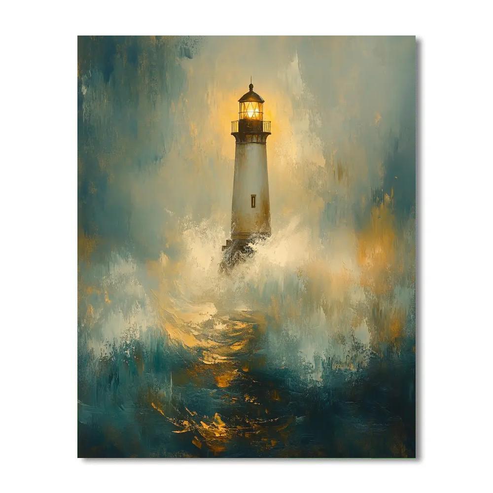 J M W Turner Inspired Lighthouse In Sea Mist Numbered painting kits