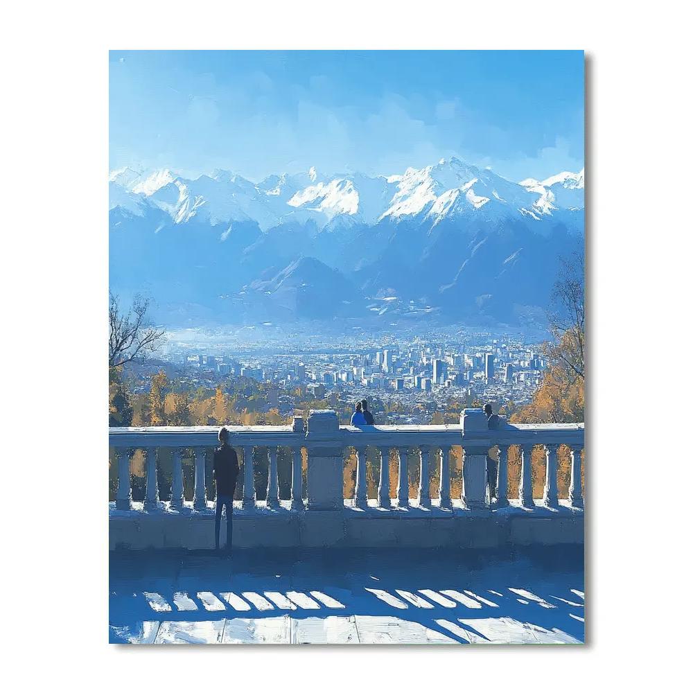 Cerro San Cristobal Viewpoint Over Santiago Chile Painting by numbers kit