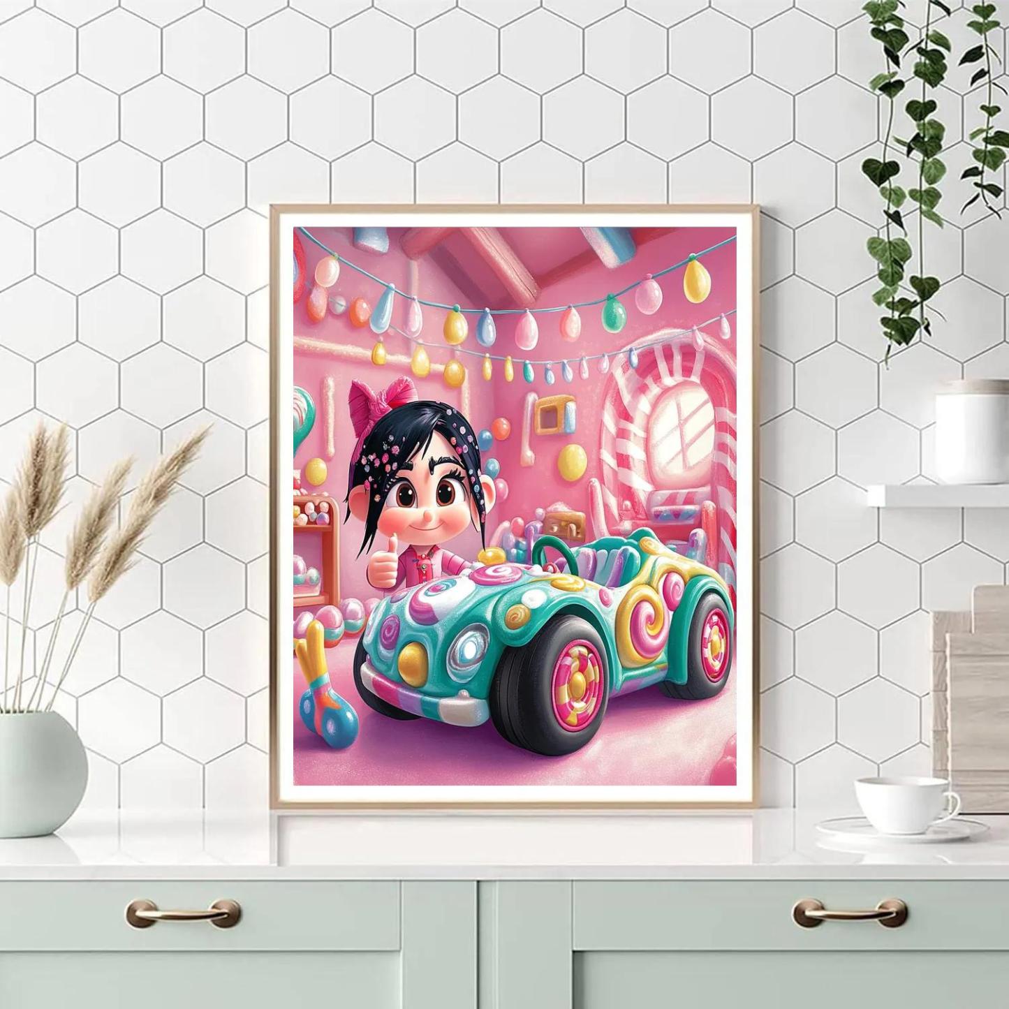 Vanellope Candy Kart Garage Tune Up Disney Inspired painting number kit