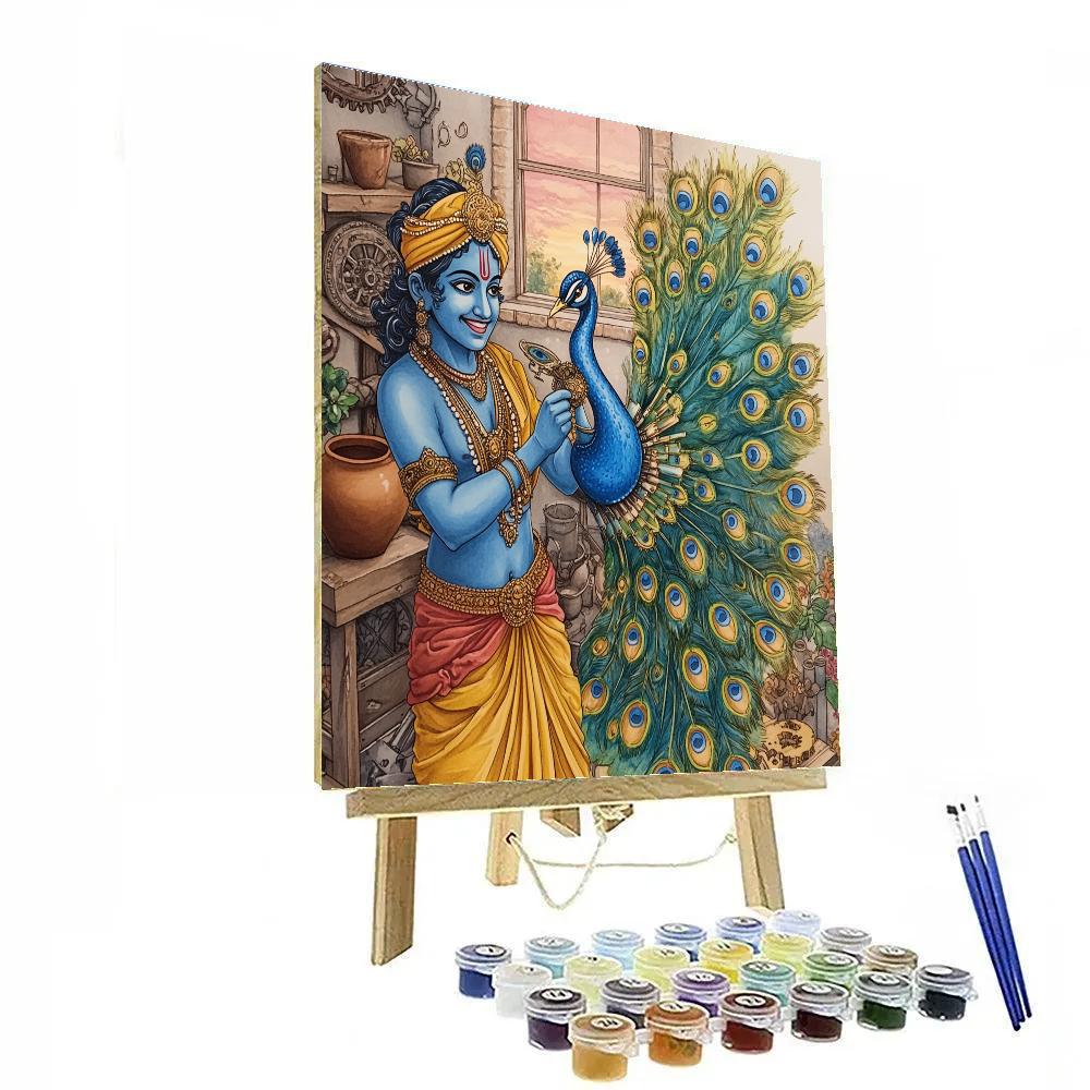 Krishna And The Clockwork Peacock paint by color