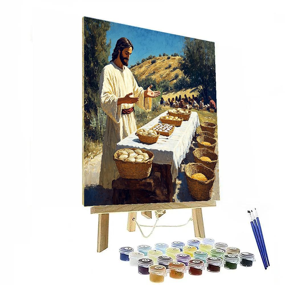 Bread And Fish Table, Jesus Blessing Paint by numbers art