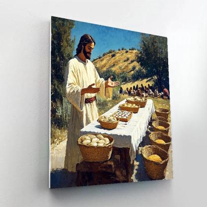 Bread And Fish Table, Jesus Blessing Paint by numbers art