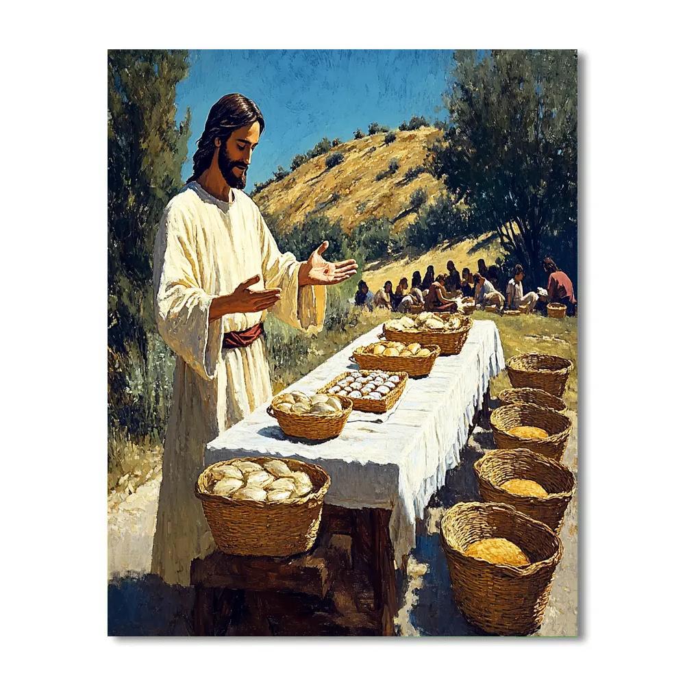 Bread And Fish Table, Jesus Blessing Paint by numbers art