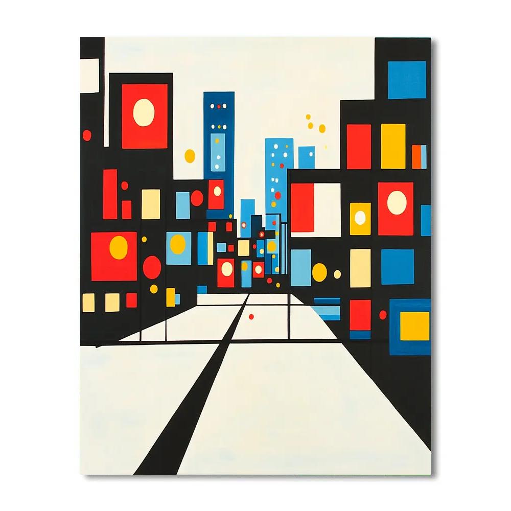 Piet Mondrian Inspired Citylights Geometry DIY paint by numbers