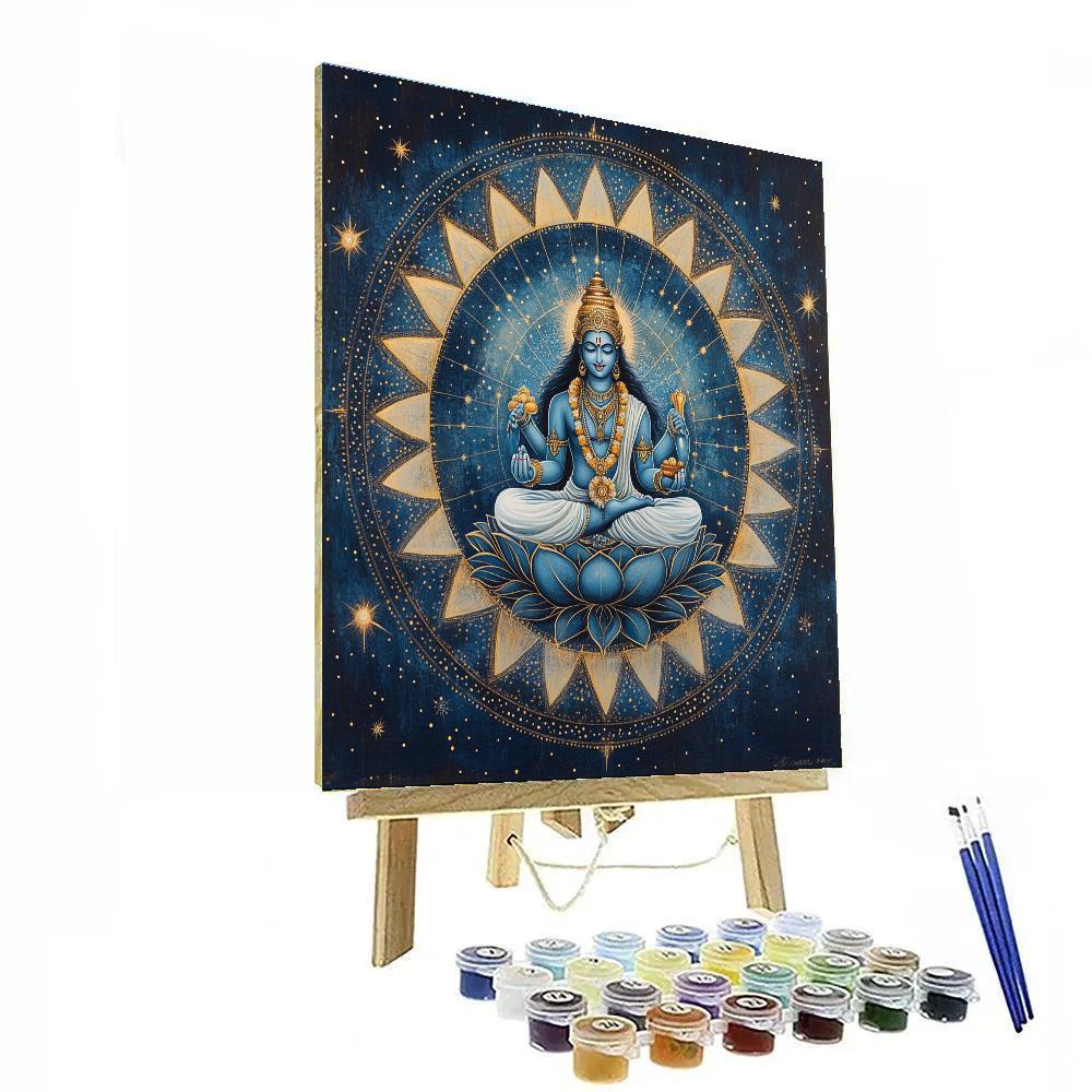 Vishnu Meditating Within A Turning Chakra Mandala DIY paint by numbers
