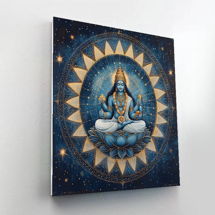 Vishnu Meditating Within A Turning Chakra Mandala DIY paint by numbers