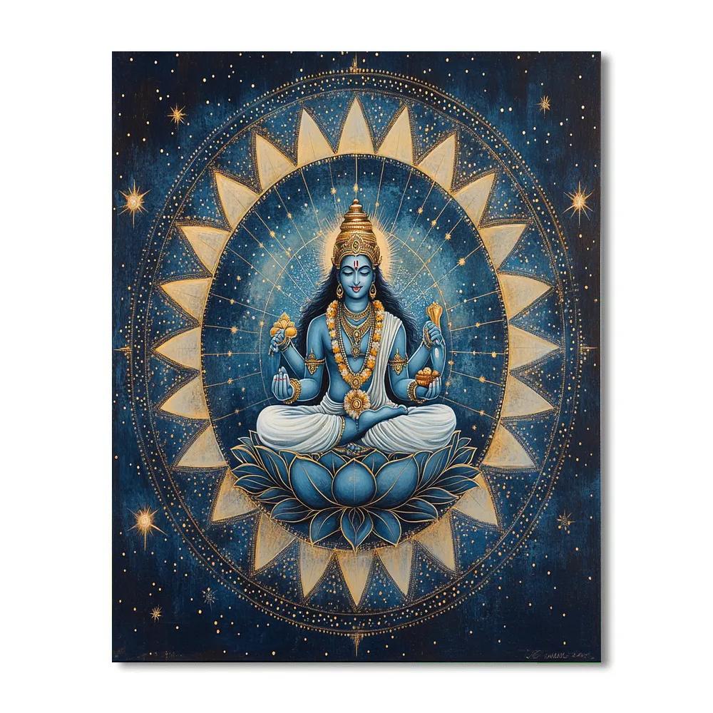 Vishnu Meditating Within A Turning Chakra Mandala DIY paint by numbers