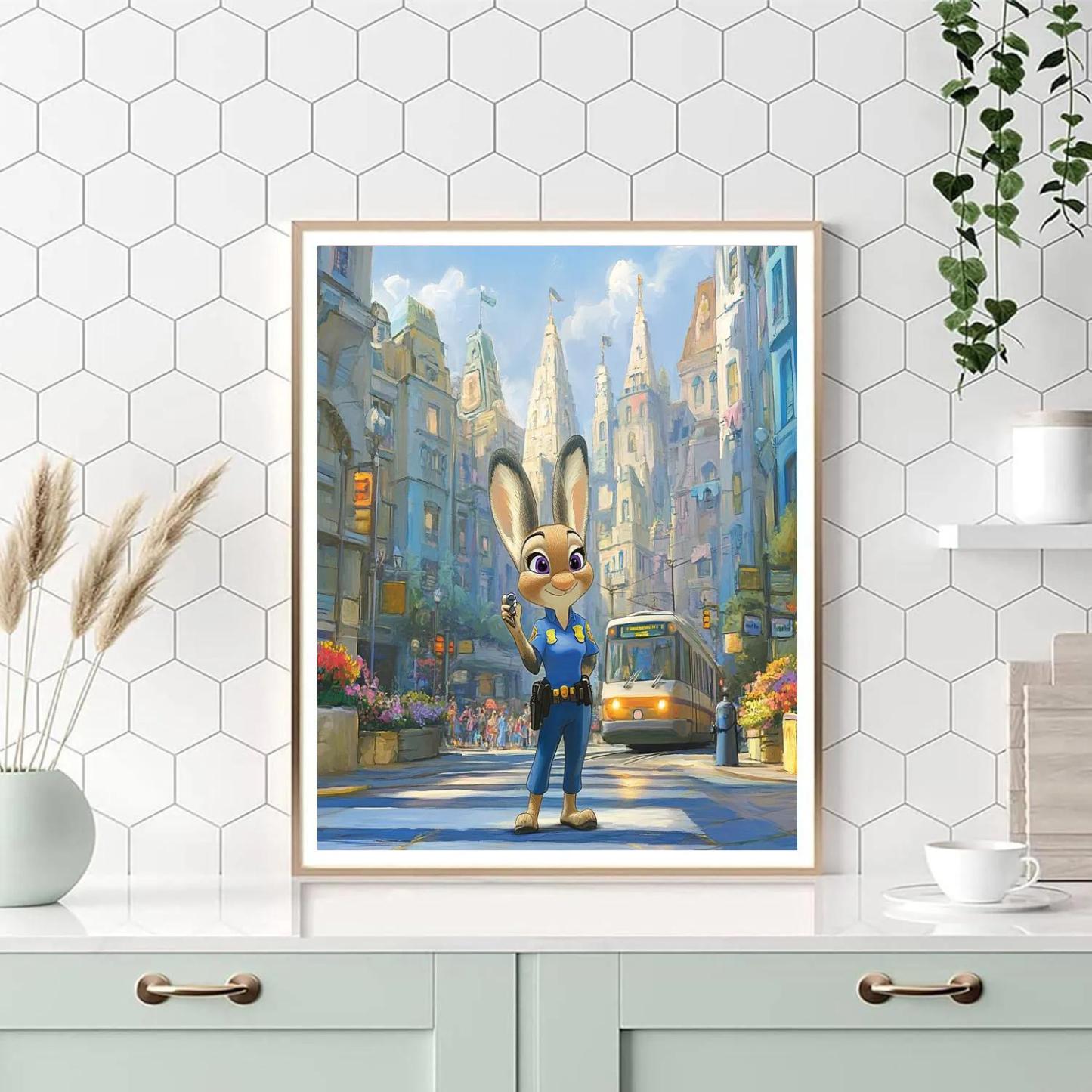 Judy Hopps City Crosswalk Patrol Disney Inspired DIY paint by numbers