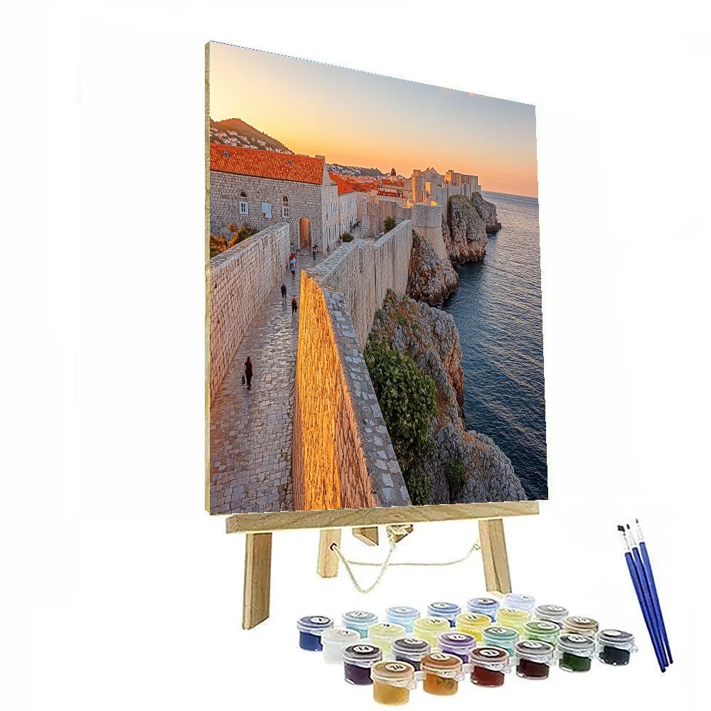 Sunset At The Walled City Ramparts Dubrovnik Croatia Paint by numbers kits