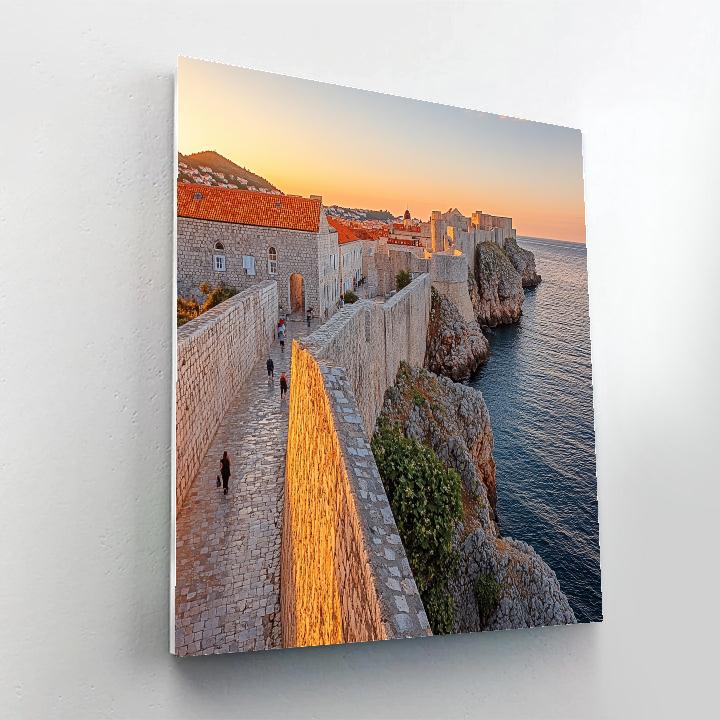 Sunset At The Walled City Ramparts Dubrovnik Croatia Paint by numbers kits