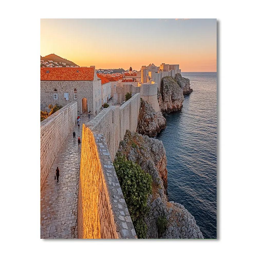 Sunset At The Walled City Ramparts Dubrovnik Croatia Paint by numbers kits