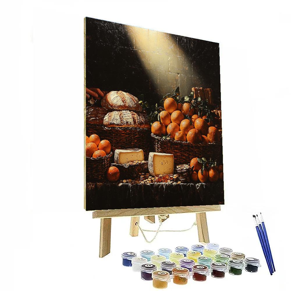 Caravaggio Inspired Market Scene With Dramatic Light painting number kit