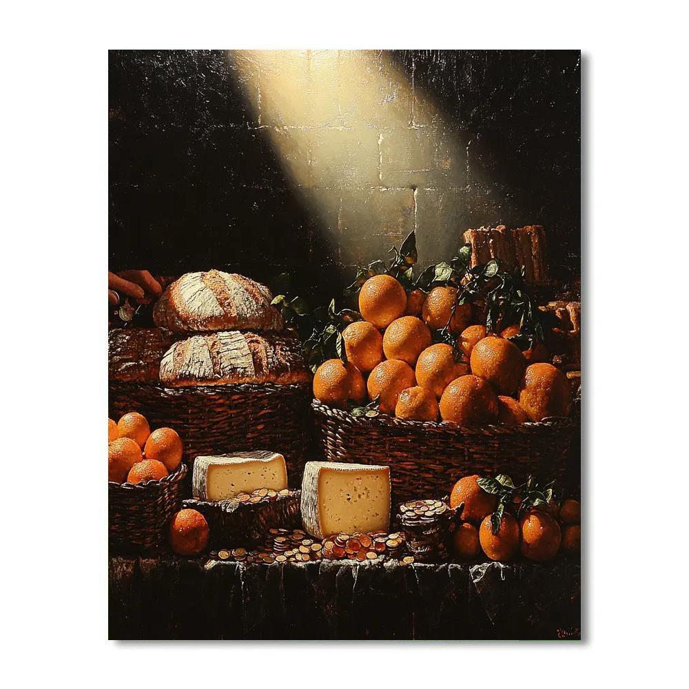 Caravaggio Inspired Market Scene With Dramatic Light painting number kit