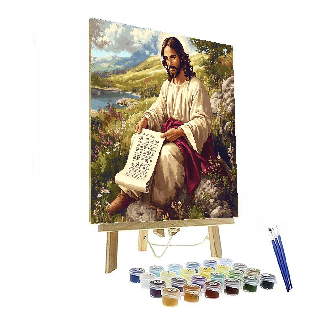 Jesus With Scroll Of Beatitudes Number painting