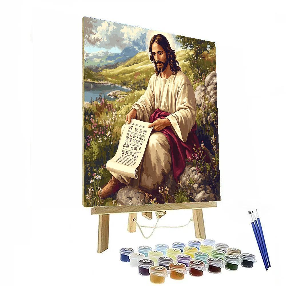 Jesus With Scroll Of Beatitudes Number painting