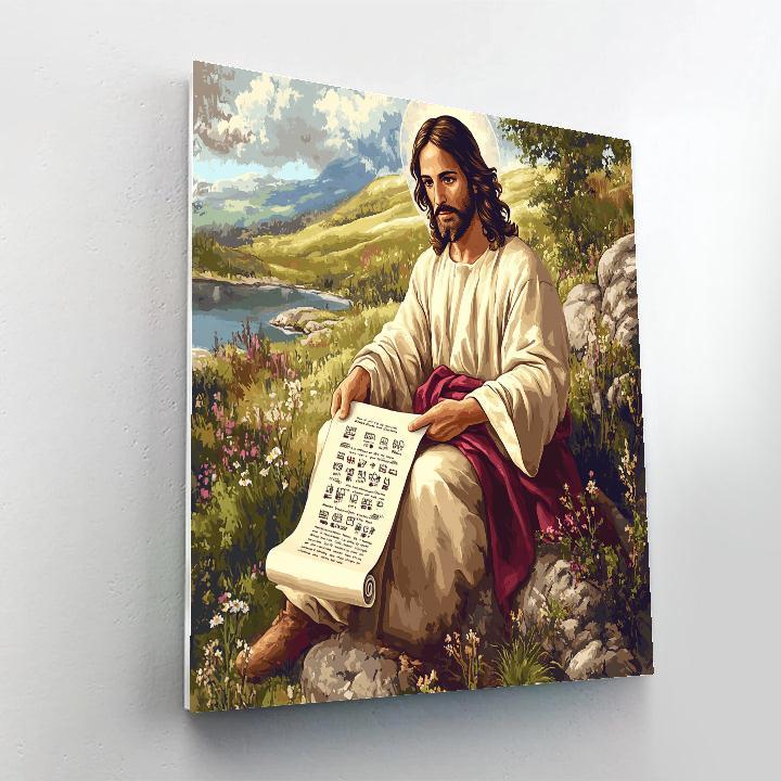 Jesus With Scroll Of Beatitudes Number painting