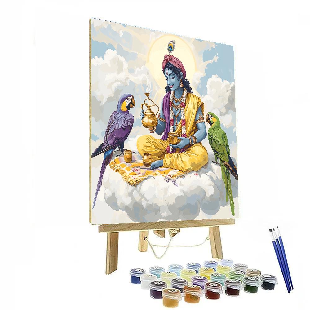 Krishna Hosting A Cloud Tea Picnic Number painting