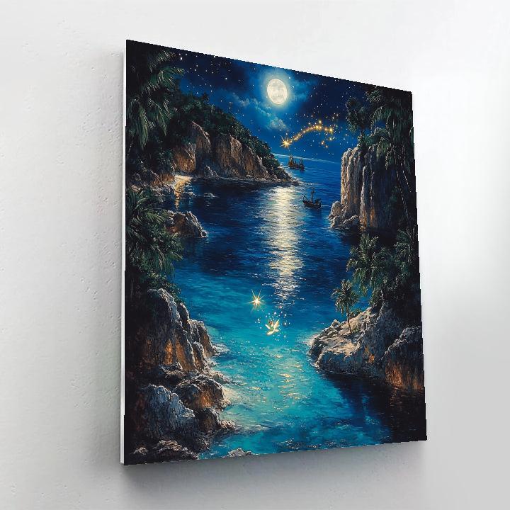 Peter Pan And Tinker Bell Never Land Lagoon Disney Inspired paint by number