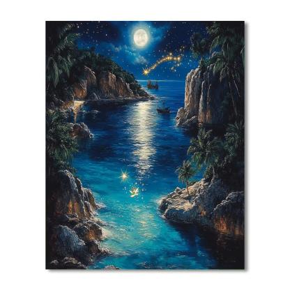 Peter Pan And Tinker Bell Never Land Lagoon Disney Inspired paint by number