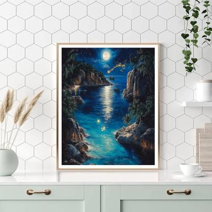 Peter Pan And Tinker Bell Never Land Lagoon Disney Inspired paint by number