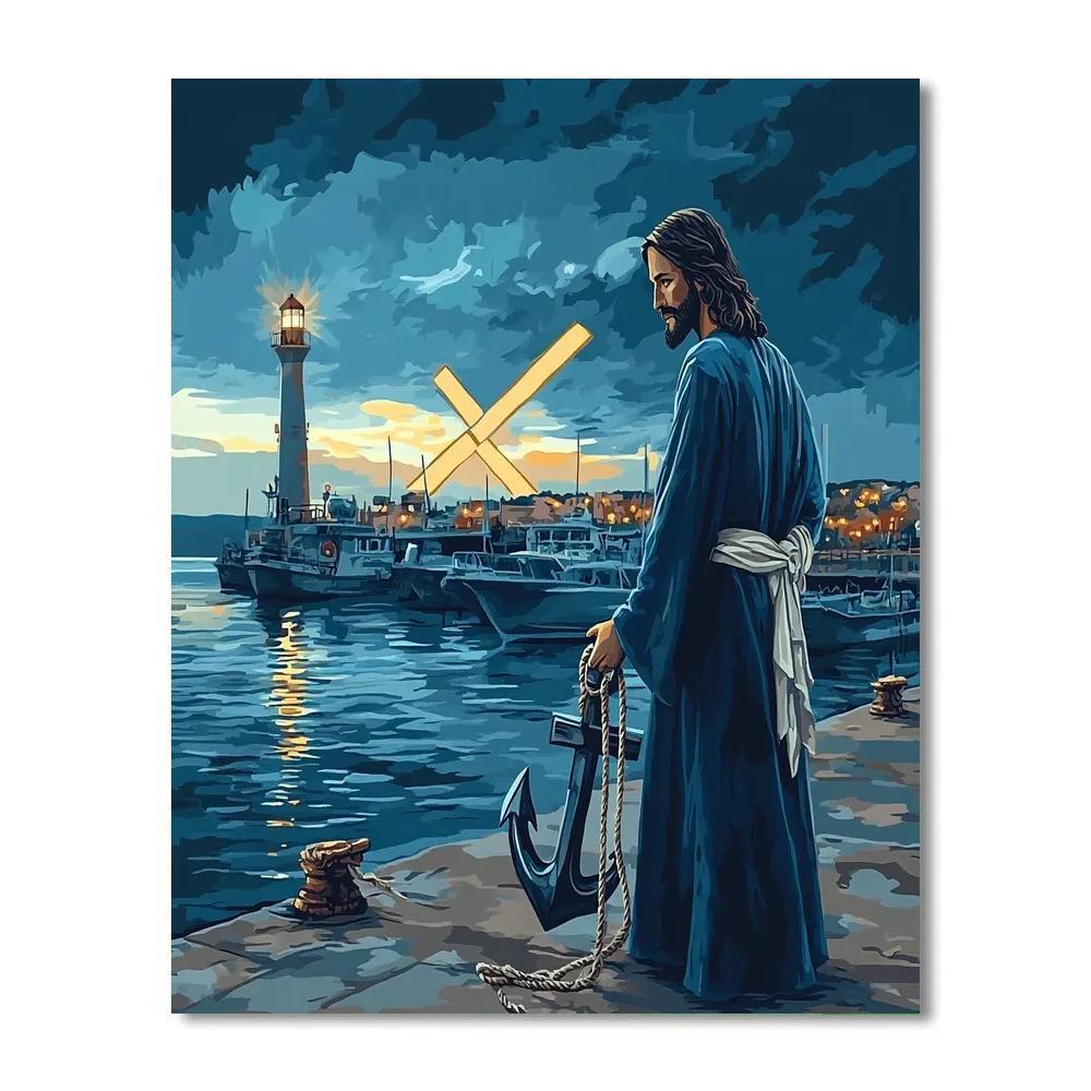 Night Harbor, Jesus As Anchor Of Hope Paint by numbers kits