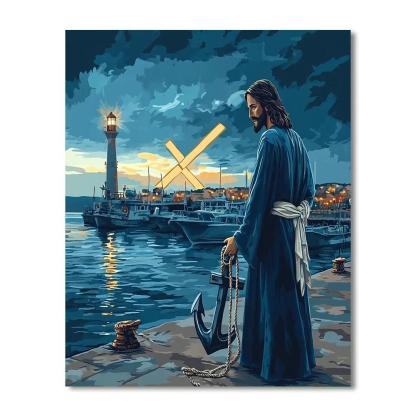 Night Harbor, Jesus As Anchor Of Hope Paint by numbers kits