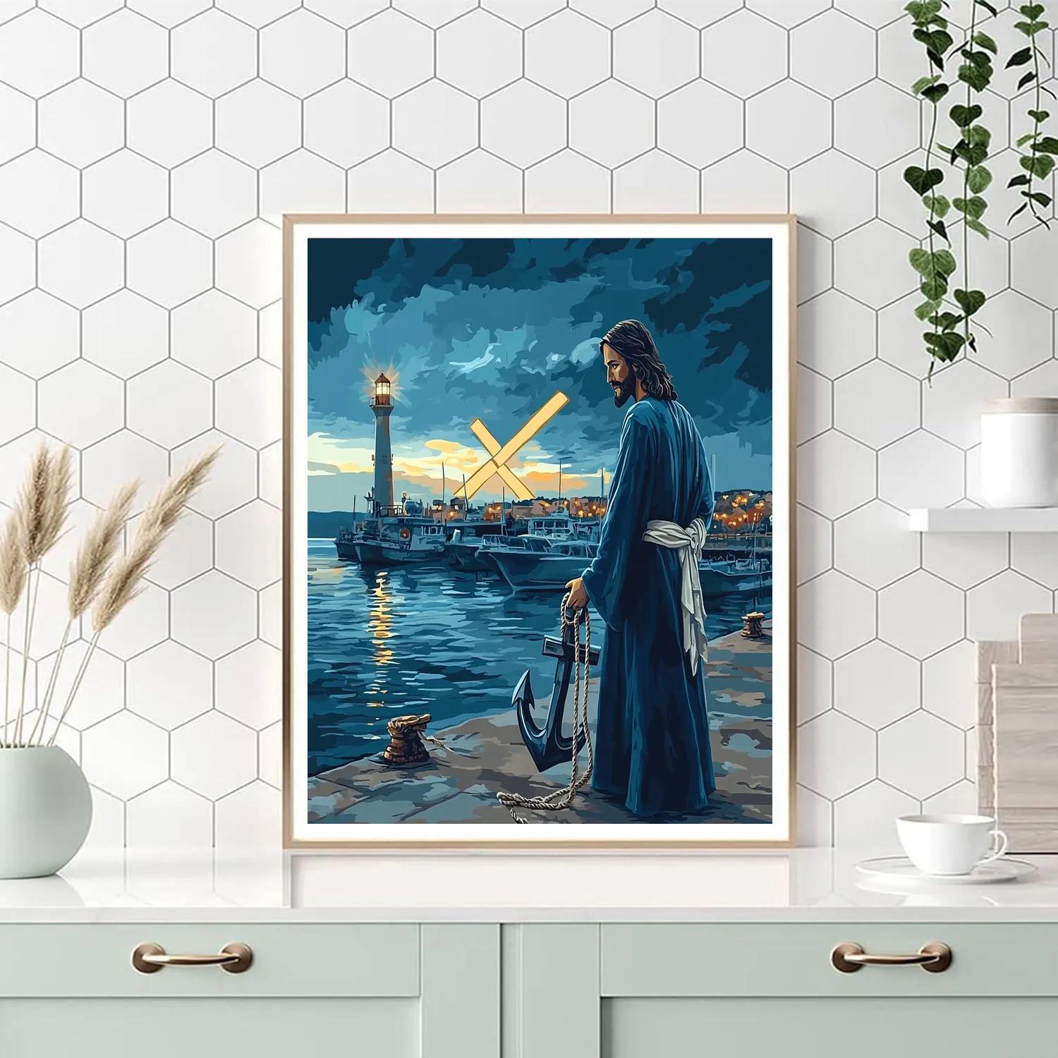 Night Harbor, Jesus As Anchor Of Hope Paint by numbers kits