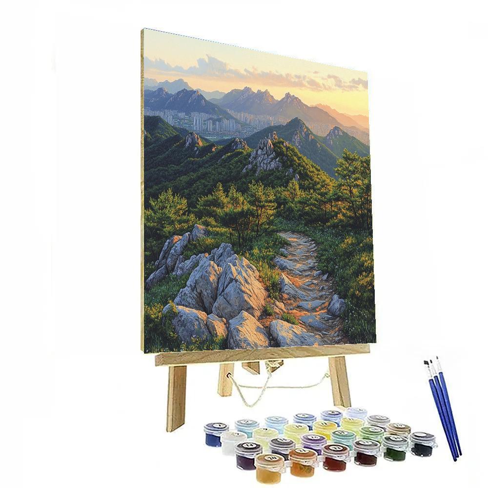 Bukhansan Seoul City Edge Granite Peaks And Skyline Seoul South Korea paint by number