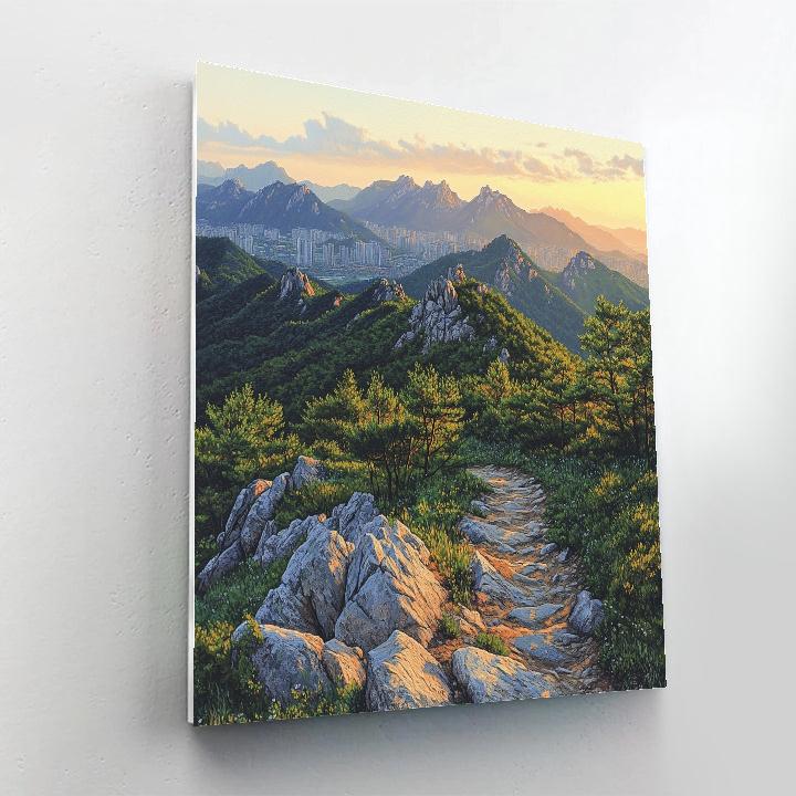 Bukhansan Seoul City Edge Granite Peaks And Skyline Seoul South Korea paint by number