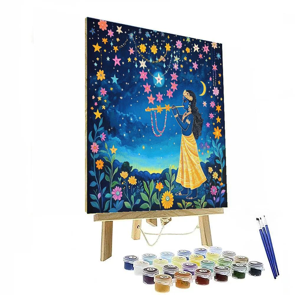 Krishna Weaving A Garland Of Star Flowers paint by number
