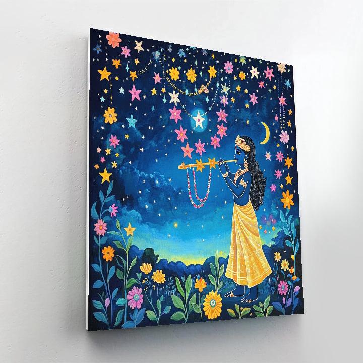 Krishna Weaving A Garland Of Star Flowers paint by number