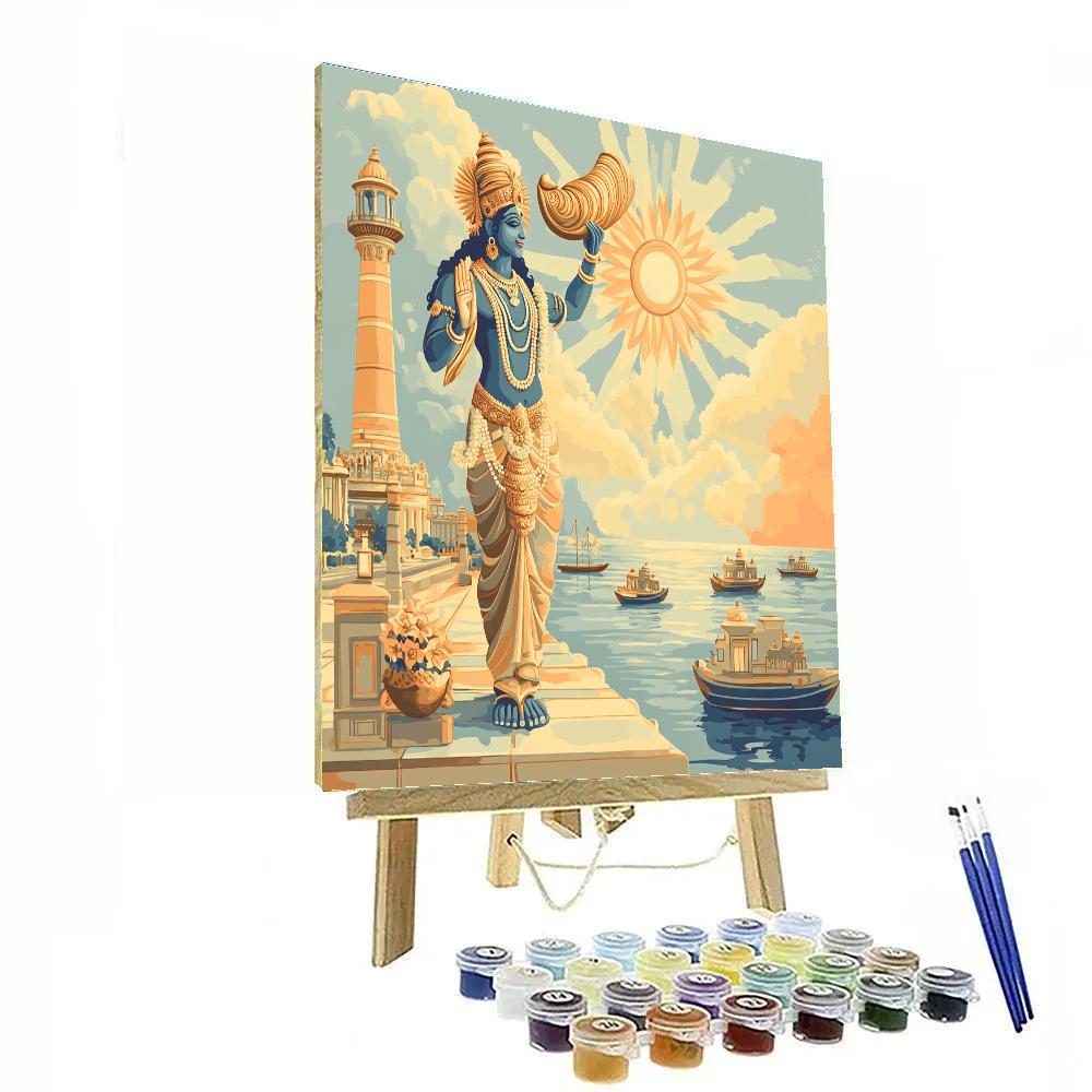 Vishnu And The Conch Of Dawn Over The Harbor DIY paint by numbers