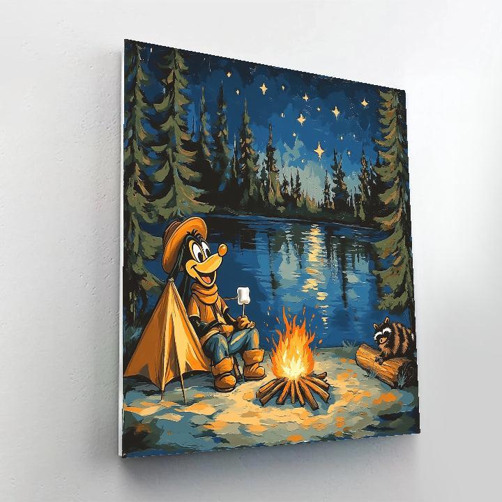 Goofy Lakeside Camping Laughs Disney Inspired Painting by numbers kit