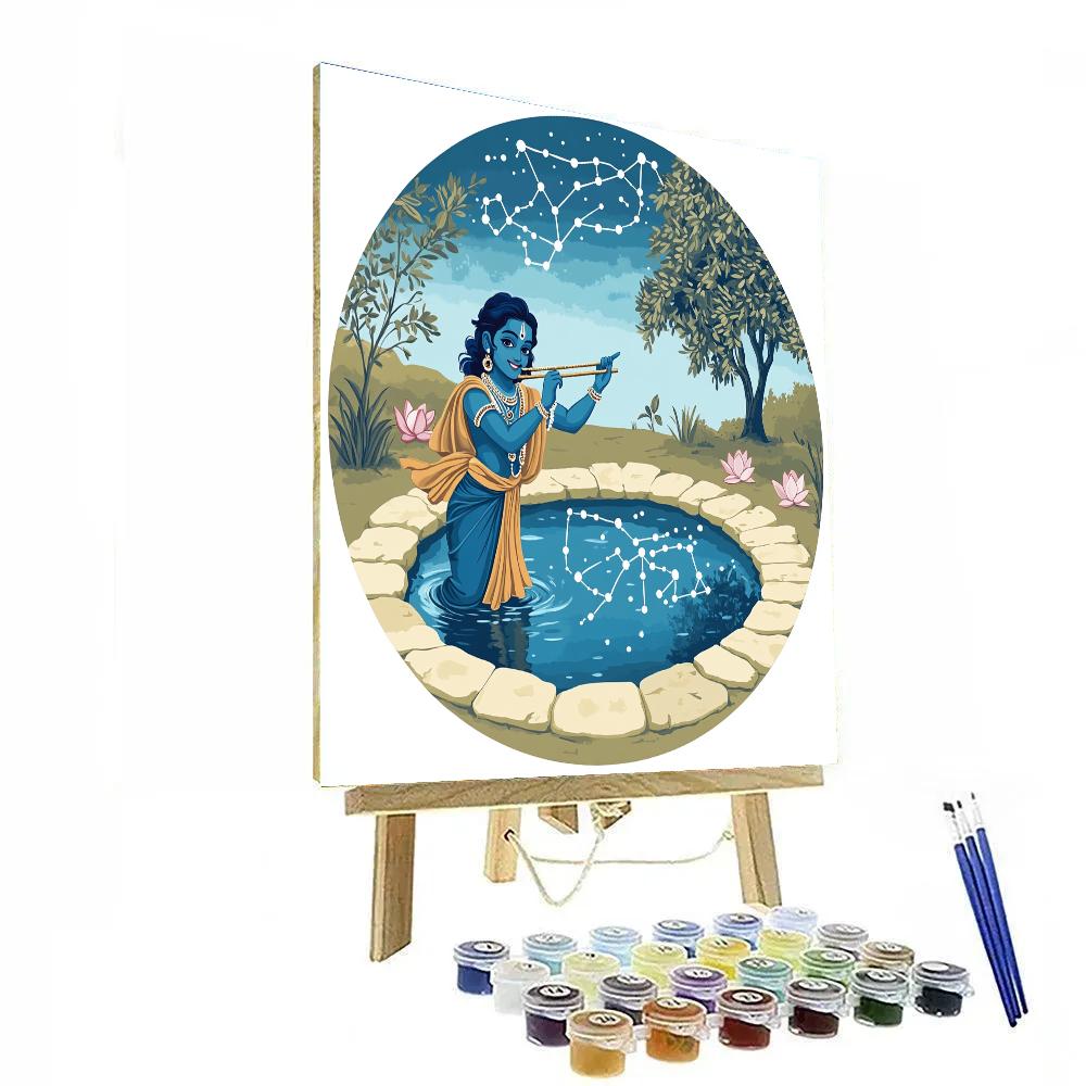 Krishna And The Mirror Pond Of Constellations paint by numbers