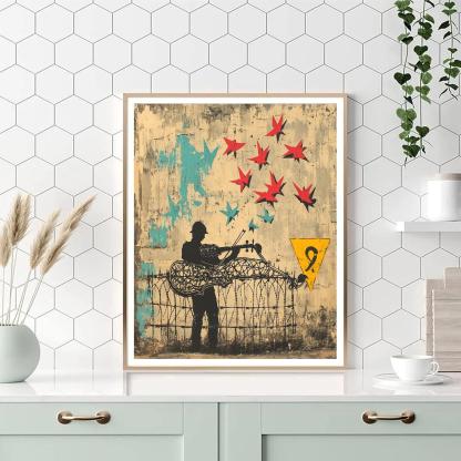 The Border Checkpoint Violin Numbered painting kits