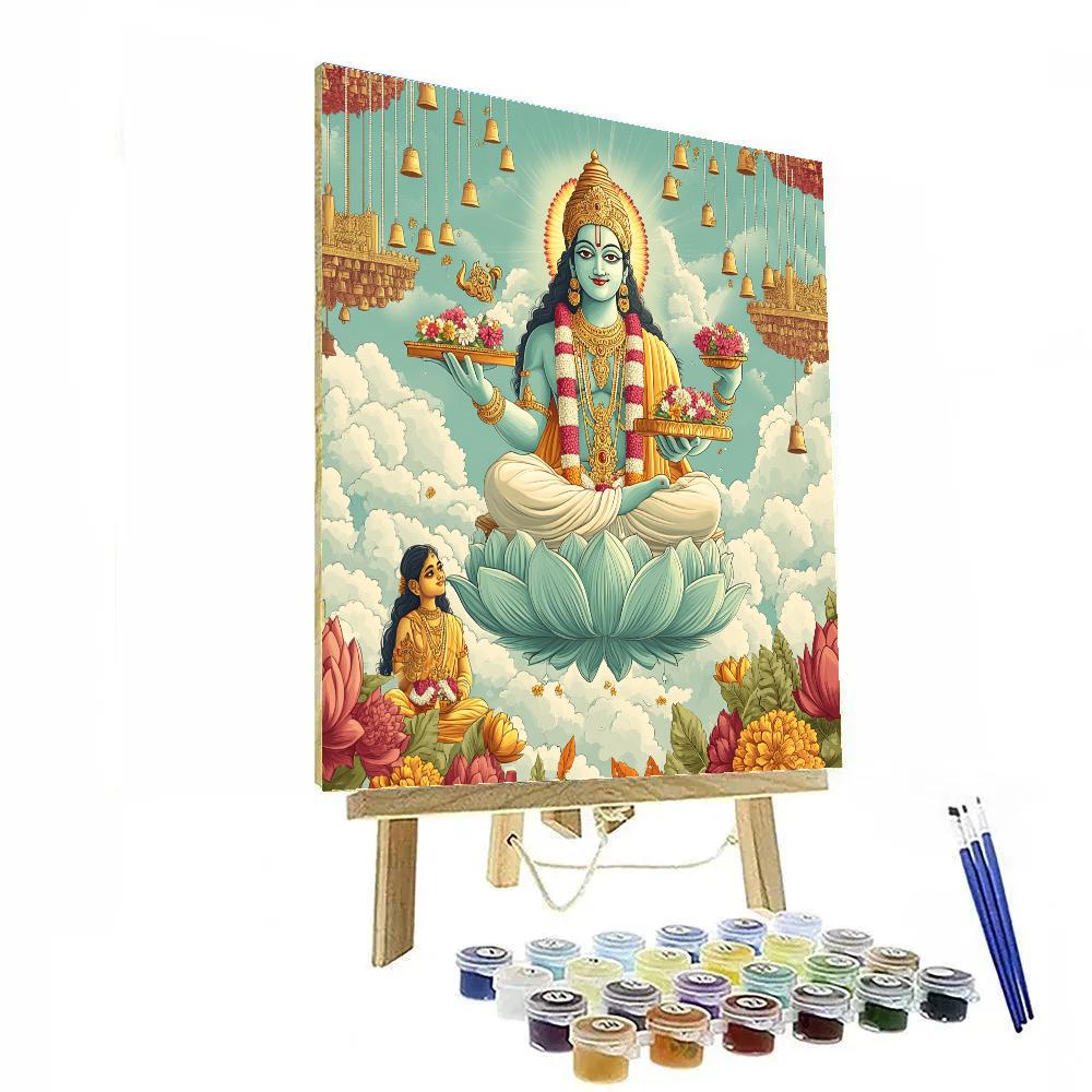 Vishnu Receiving Offerings In A Floating Temple Courtyard Numbered painting kits