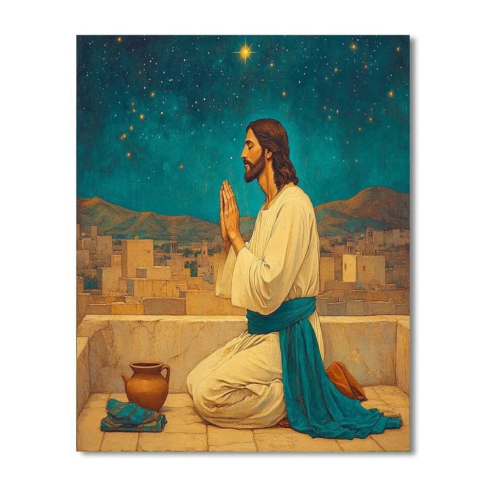 City Rooftop Prayer With Jesus Numbered painting kits
