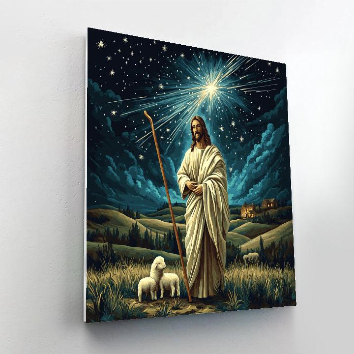 Jesus Shepherd Under Meteor Shower Paint by numbers art