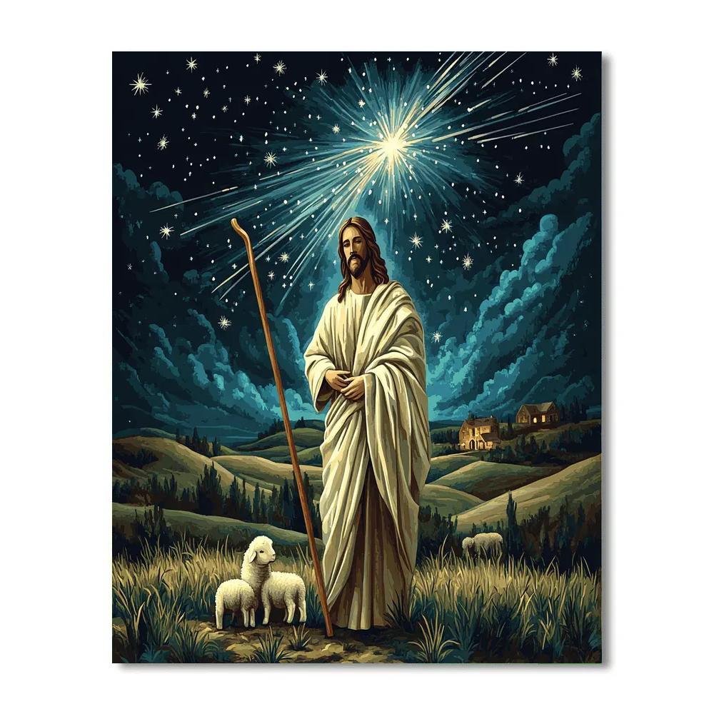 Jesus Shepherd Under Meteor Shower Paint by numbers art