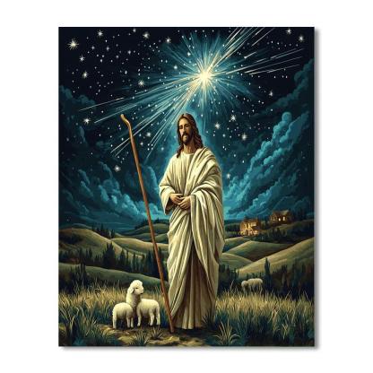 Jesus Shepherd Under Meteor Shower Paint by numbers art