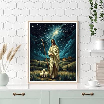 Jesus Shepherd Under Meteor Shower Paint by numbers art
