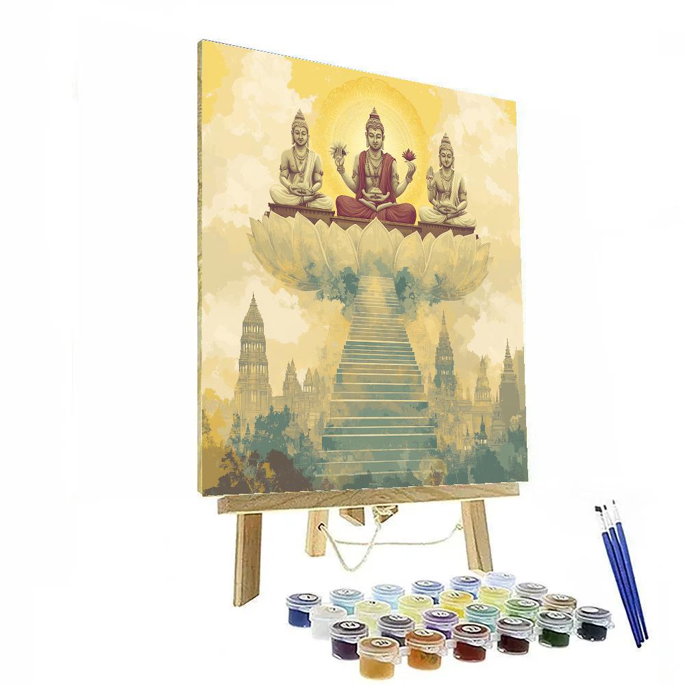 Brahma Skyline Mandala Over Floating Steps painting number kit