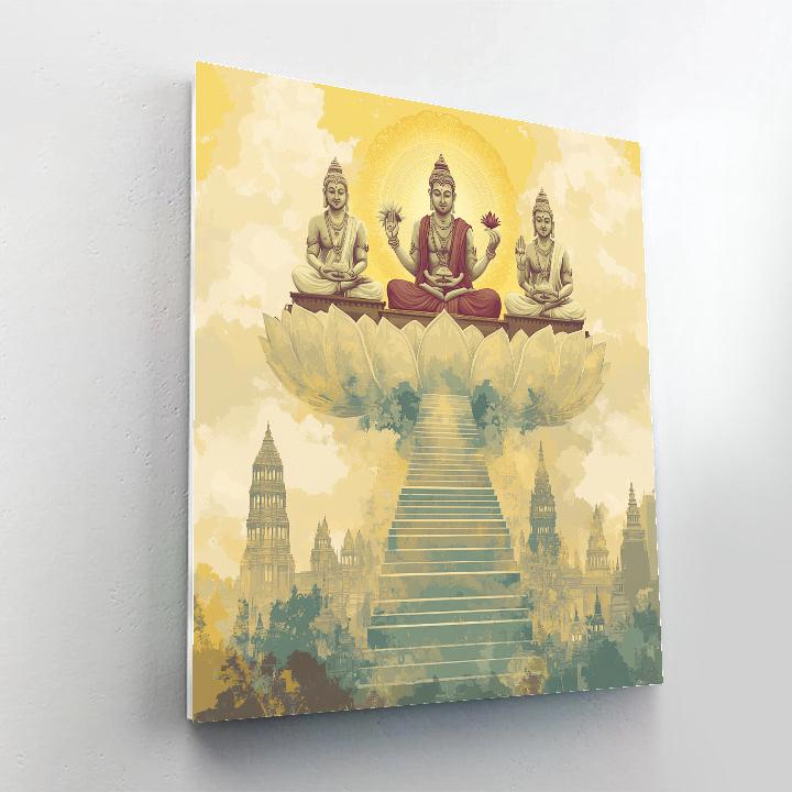 Brahma Skyline Mandala Over Floating Steps painting number kit