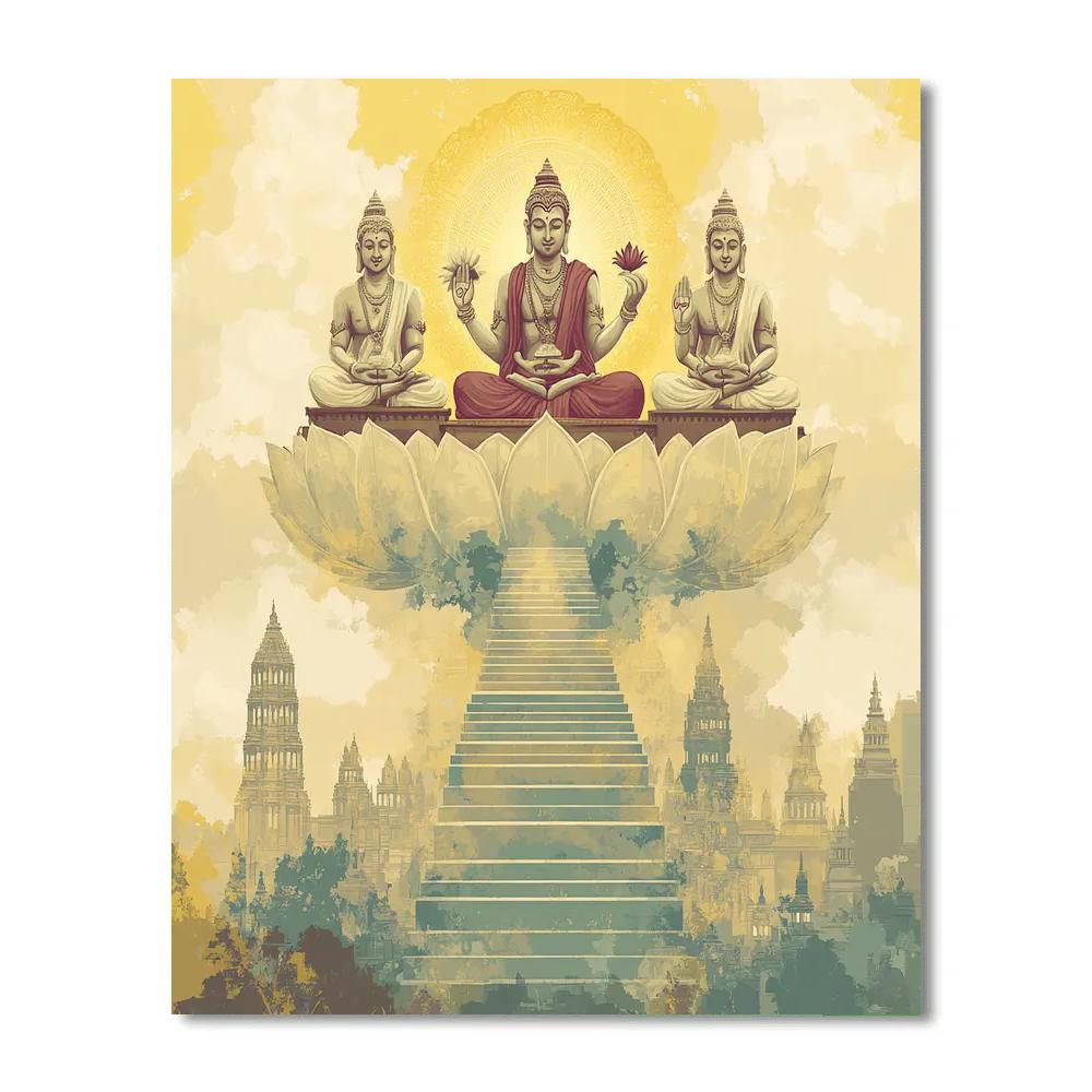 Brahma Skyline Mandala Over Floating Steps painting number kit